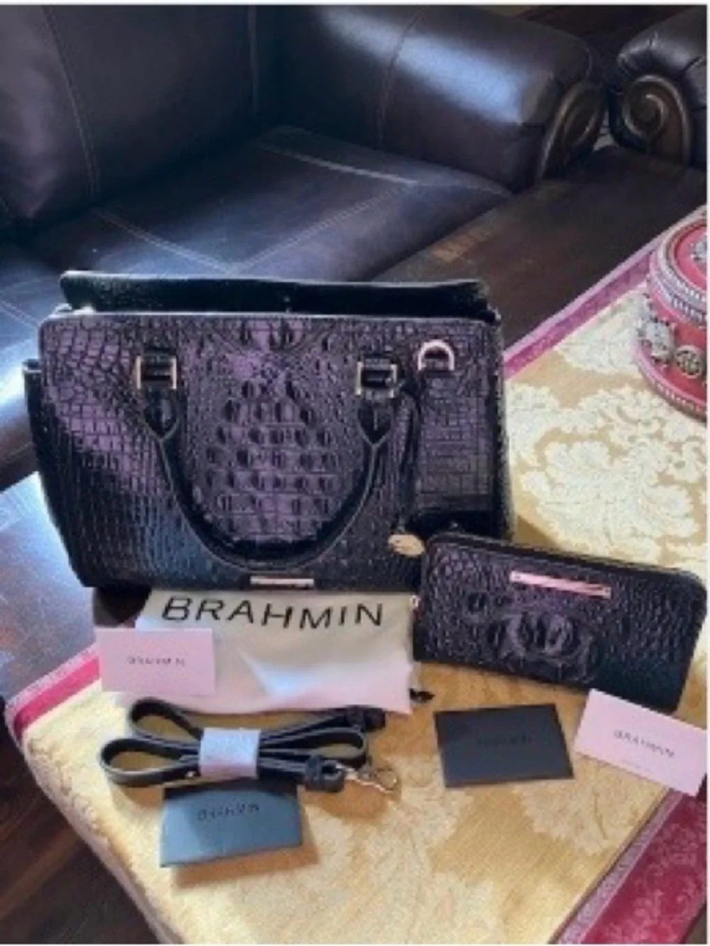 Brahmin | Bags | Brahmin Black Crocembossed Satchel With  display picture 3